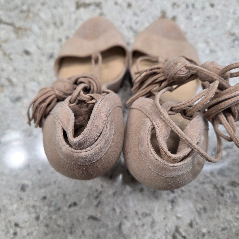 Michael‎ Kors Suede Lace Up Tassel Platform Block Heels Tan Women's Shoes - Picture 14 of 16